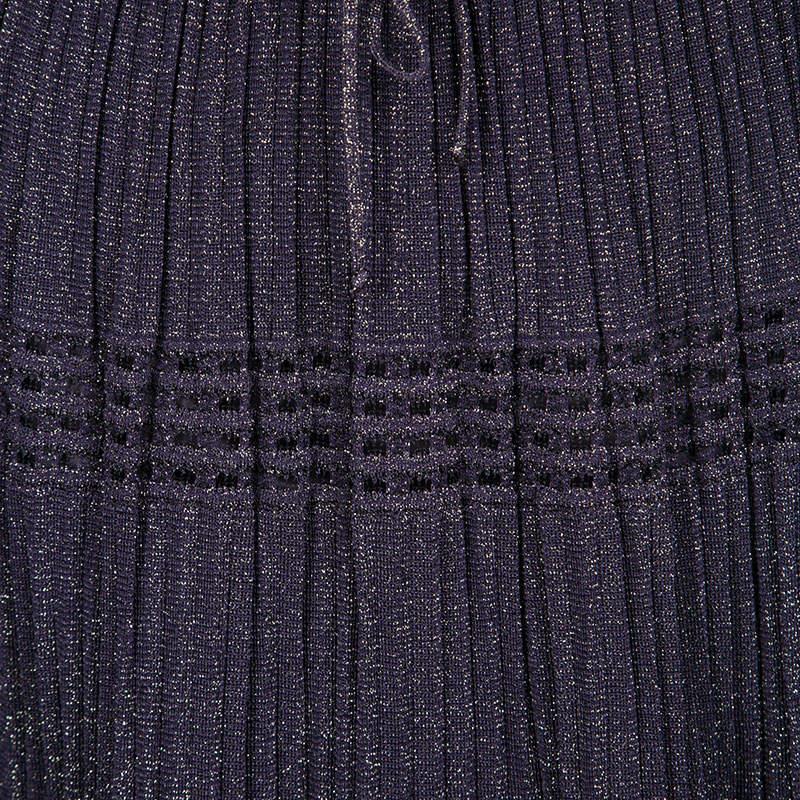 Women's M Missoni Purple Lurex Perforated Knit Pleated Skirt M For Sale