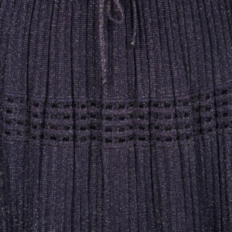 M Missoni Purple Lurex Perforated Knit Pleated Skirt M. en vente 1
