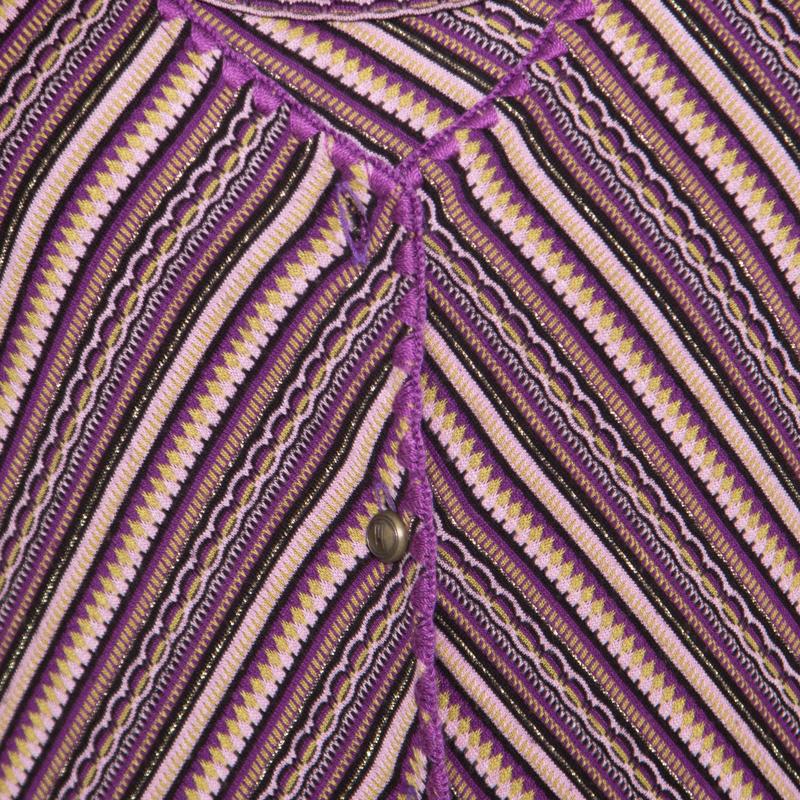 Women's M Missoni Purple Lurex Striped Knit Sleeveless Top and Cardigan Set M