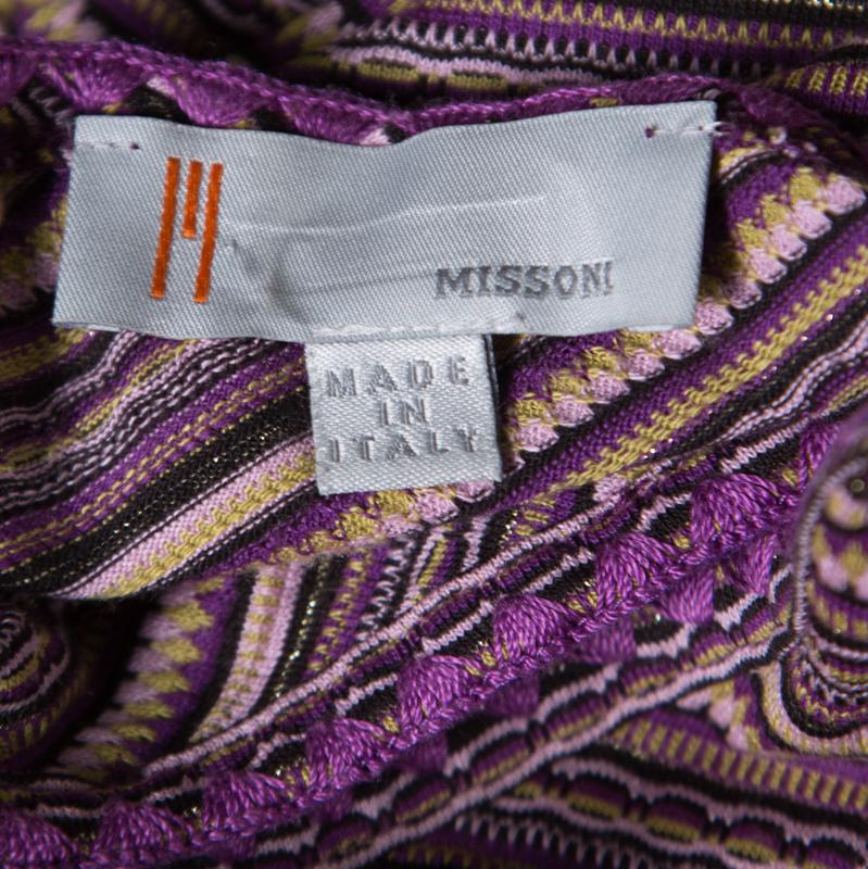 M Missoni Purple Lurex Striped Knit Sleeveless Top and Cardigan Set M 2