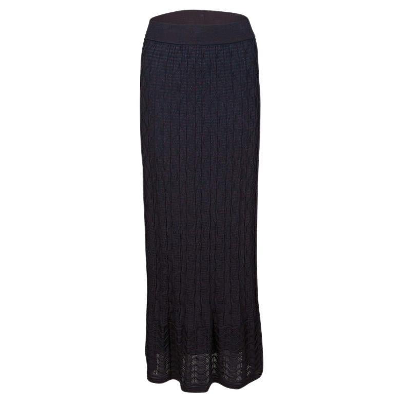M Missoni Purple Patterned Knit Maxi Skirt M. en vente