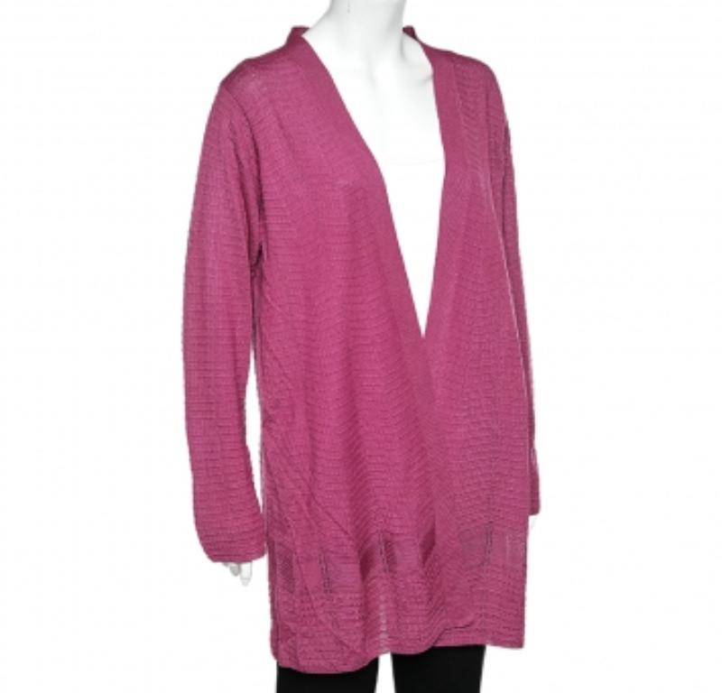  M Missoni Cardigan ouvert en tricot à motifs violet XL Pour femmes 