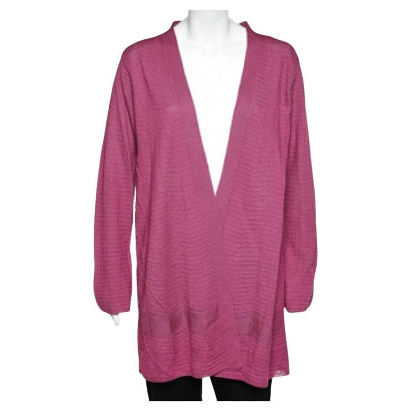 M Missoni Cardigan ouvert en tricot à motifs violet XL