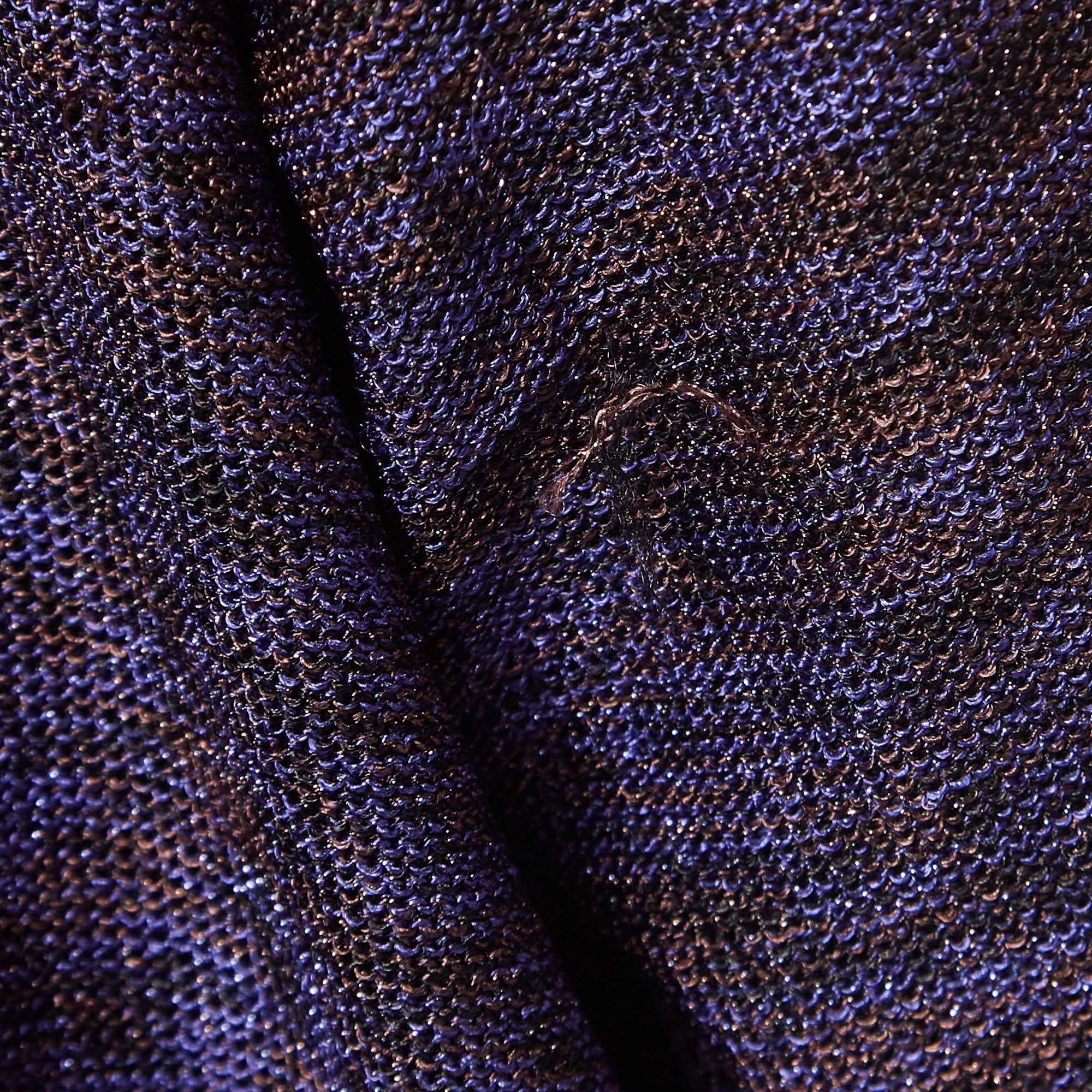 M Missoni Purple Patterned Lurex Knit Cardigan & Playsuit Set L en vente 1