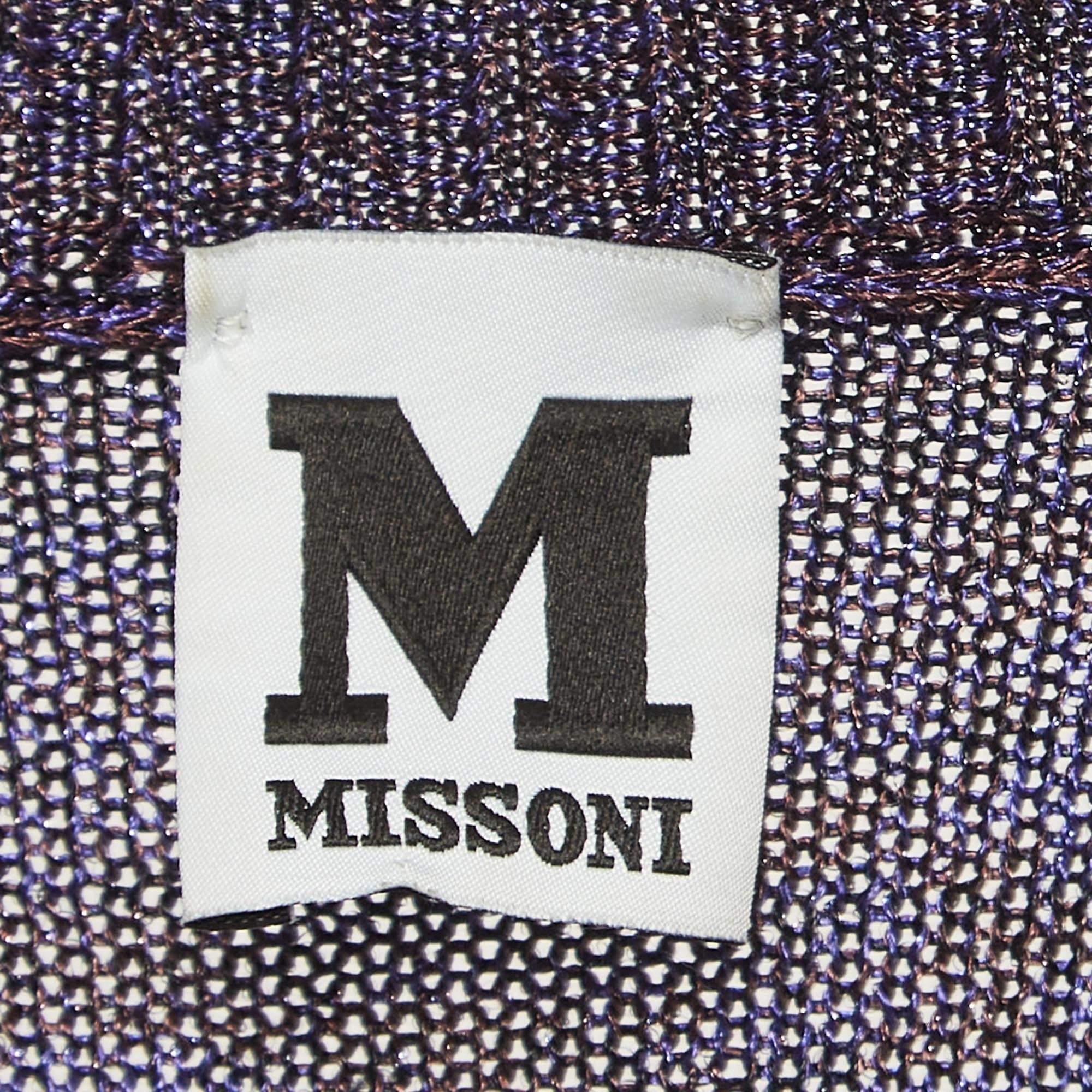 M Missoni Purple Patterned Lurex Knit Cardigan & Playsuit Set L en vente 2
