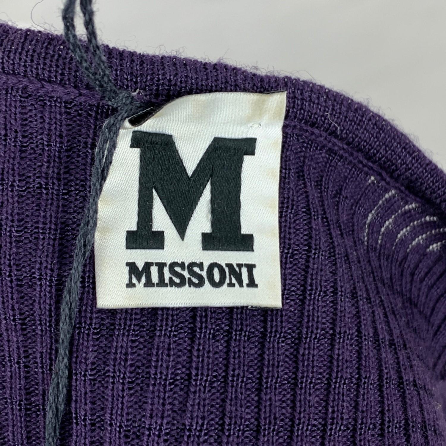 Black M Missoni Purple Wool Blend Knit Long Sleeve Dress Size 44 IT