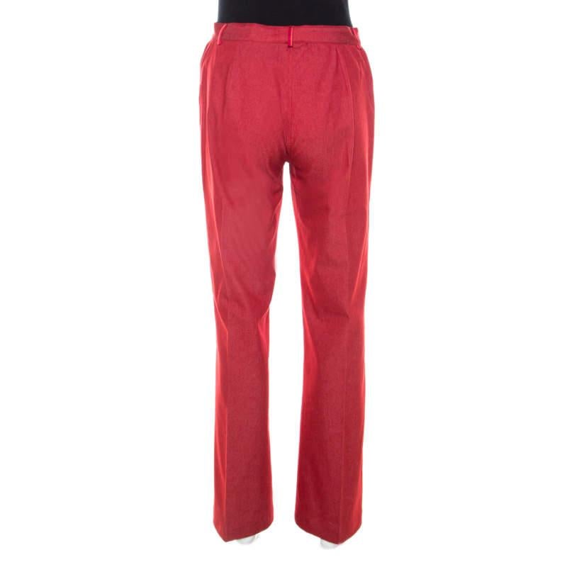 M Missoni Red Cotton Twill Denim Wide Legged Jeans M In Good Condition In Dubai, Al Qouz 2