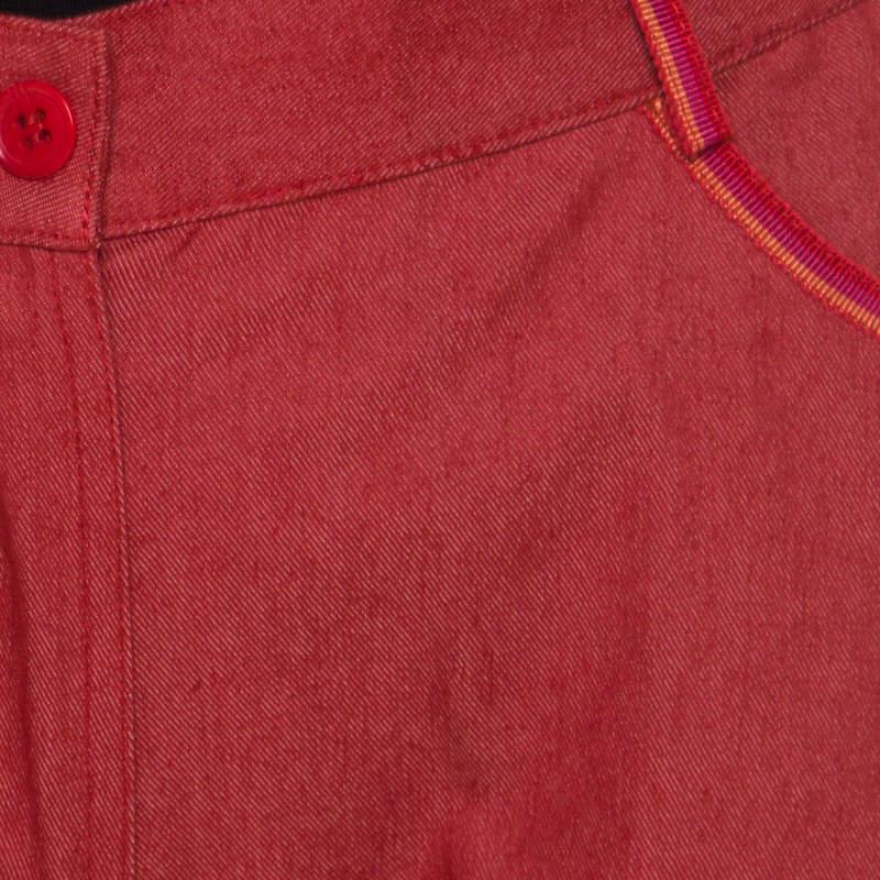 Women's M Missoni Red Cotton Twill Denim Wide Legged Jeans M