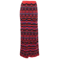 M Missoni Red Patterned Knit Maxi Skirt S