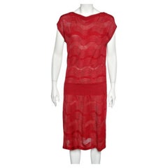 M Missoni Red Patterned Wool Dress L L.