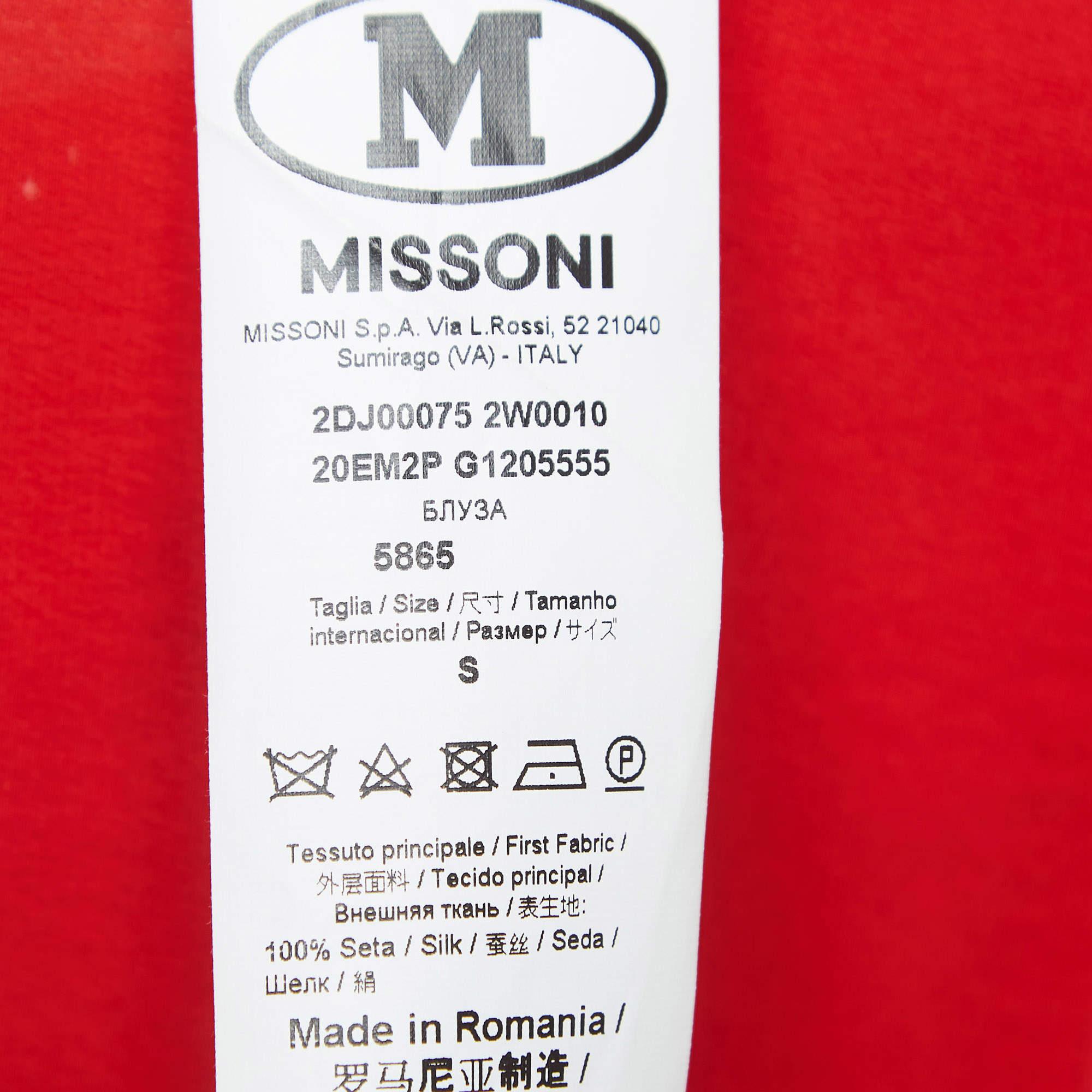 M Missoni Red Silk Crepe Oversized Top S For Sale 1