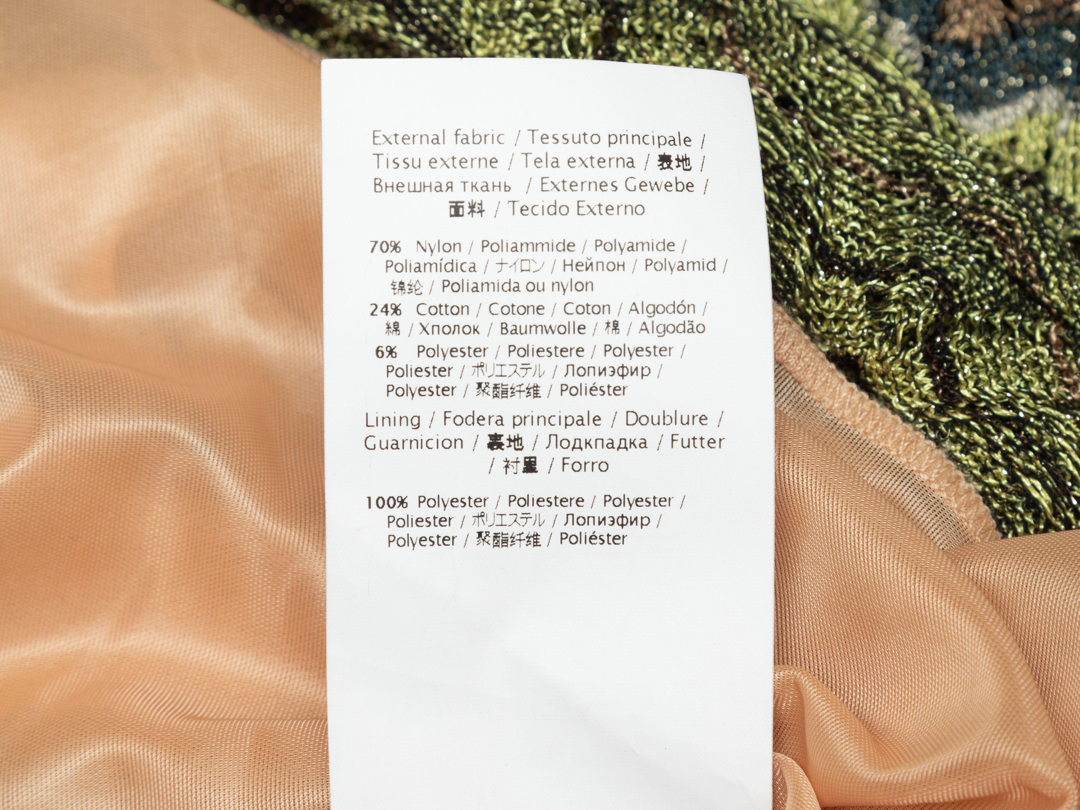 M Missoni  Sage & Brown Chevron One-Shoulder Dress In Good Condition In New York, NY