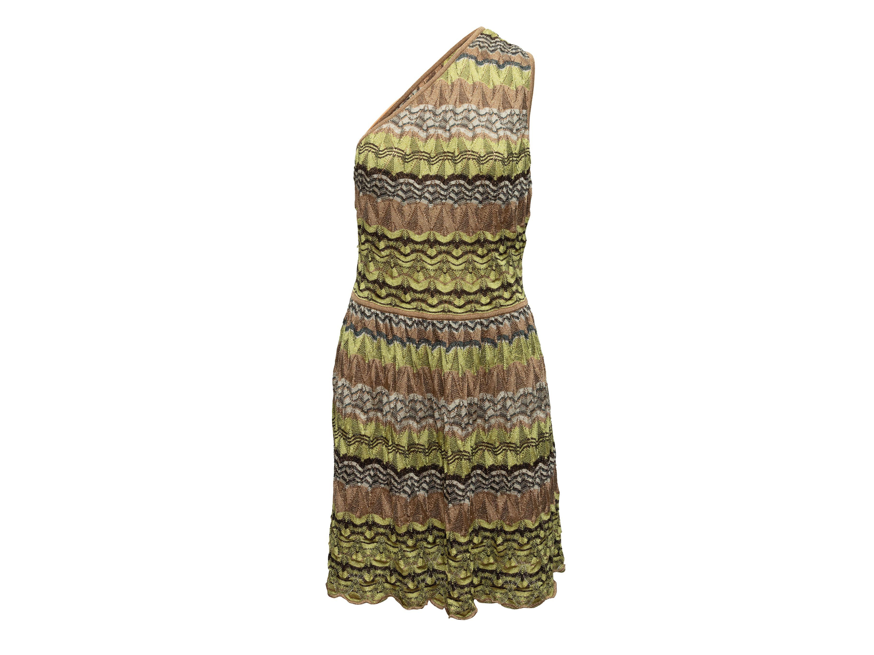 Women's M Missoni  Sage & Brown Chevron One-Shoulder Dress