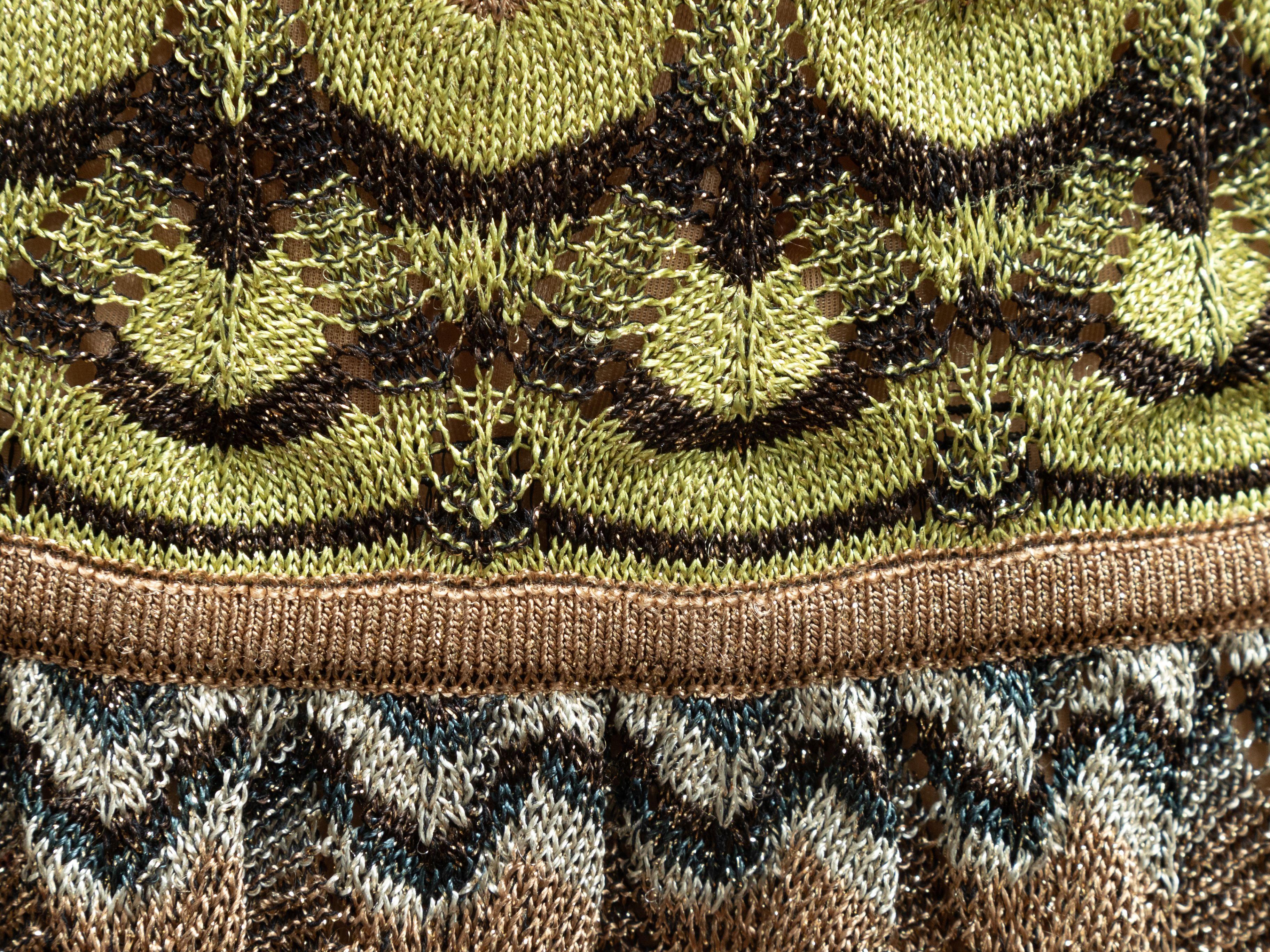 M Missoni  Sage & Brown Chevron One-Shoulder Dress 1