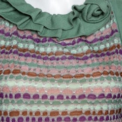 M Missoni Sage Green Ruffled Shift Dress aus Wolle M