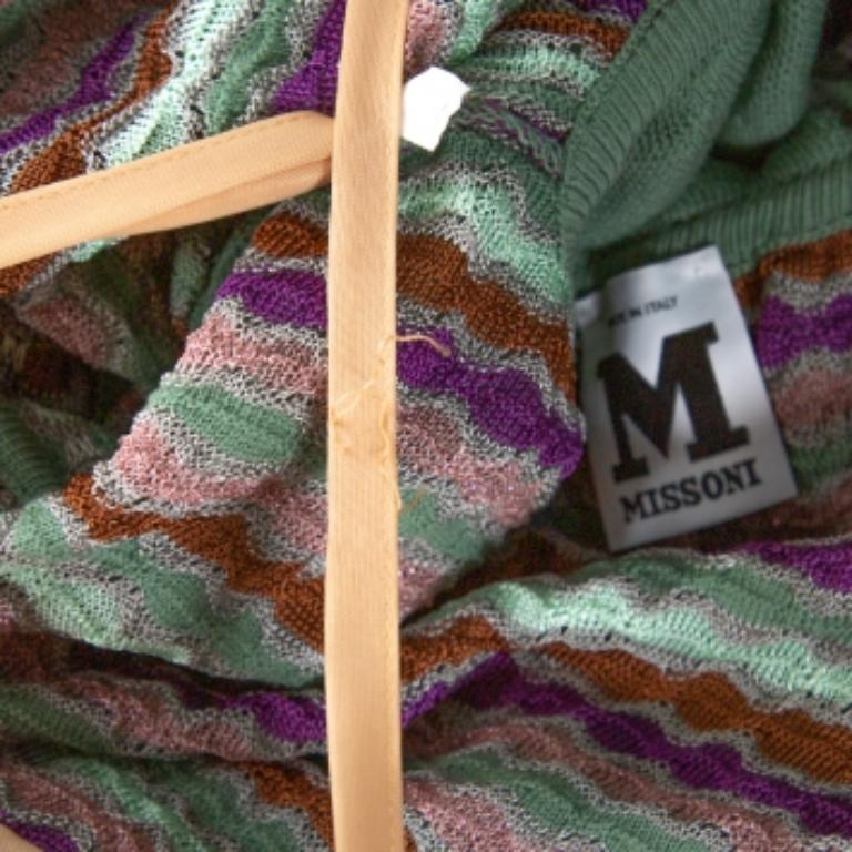 M Missoni Sage Green Wool Knit Ruffled Shift Dress M For Sale 1