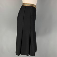 M MISSONI Size 10 Black Wool Pleated A-Line Skirt