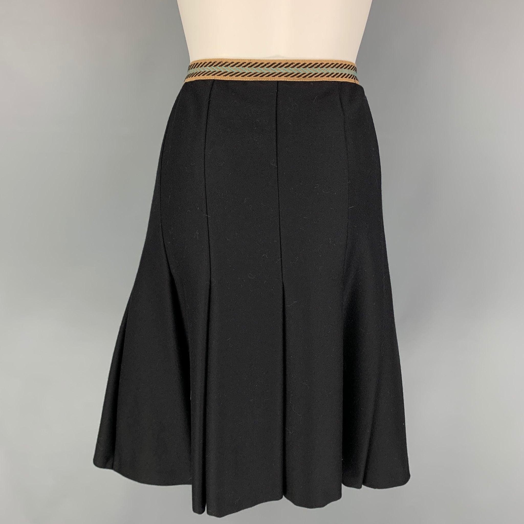 M MISSONI Size 10 Black Wool Pleated A-Line Skirt In Good Condition For Sale In San Francisco, CA