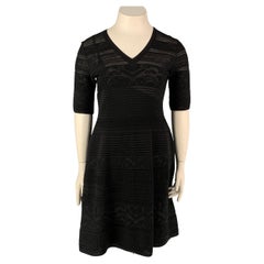 M MISSONI Size 12 Black Knitted Short Sleeve A-line Dress
