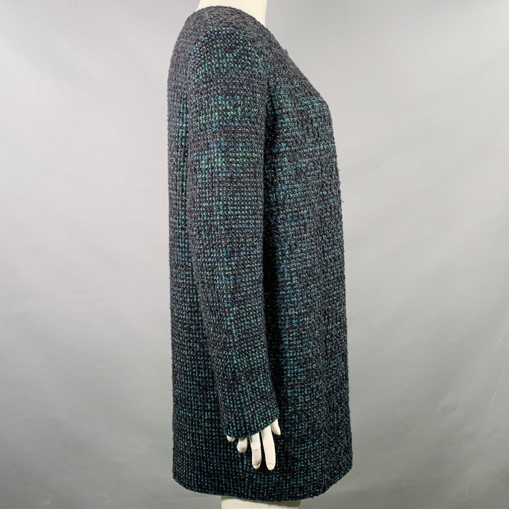M MISSONI Abrigo abierto de punto de lana verde marengo talla 12 Gris en venta