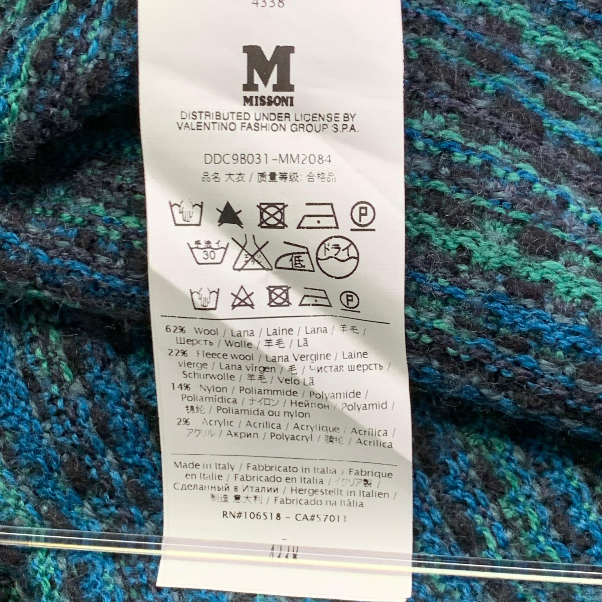 M MISSONI Abrigo abierto de punto de lana verde marengo talla 12 en venta 3