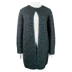 M MISSONI Abrigo abierto de punto de lana verde marengo talla 12