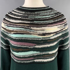 M MISSONI Size 12 Green Multi Color Wool Blend Knit Sweater Dress