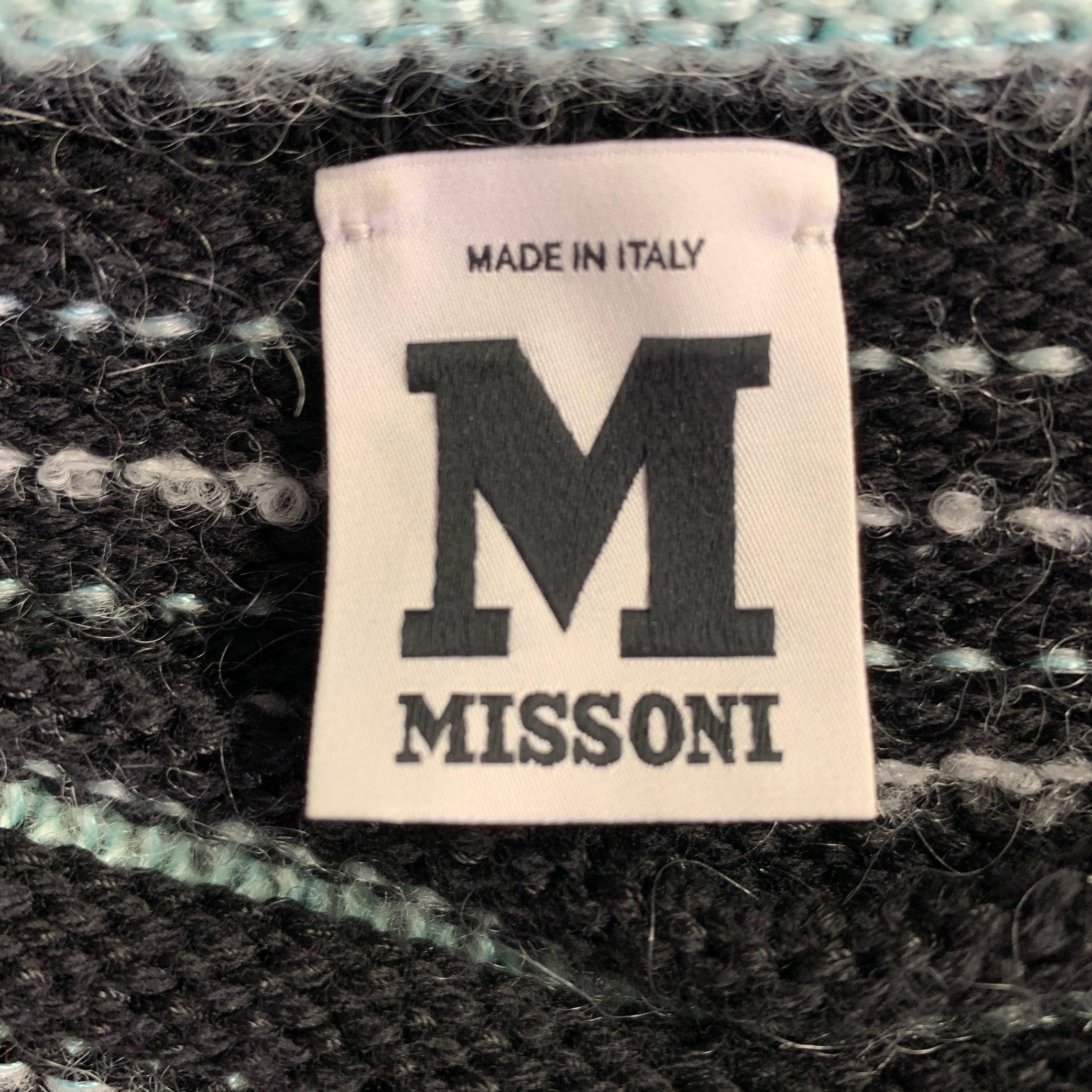M MISSONI Size 12 Green Multi Color Wool Blend Knit Sweater Dress For Sale 1