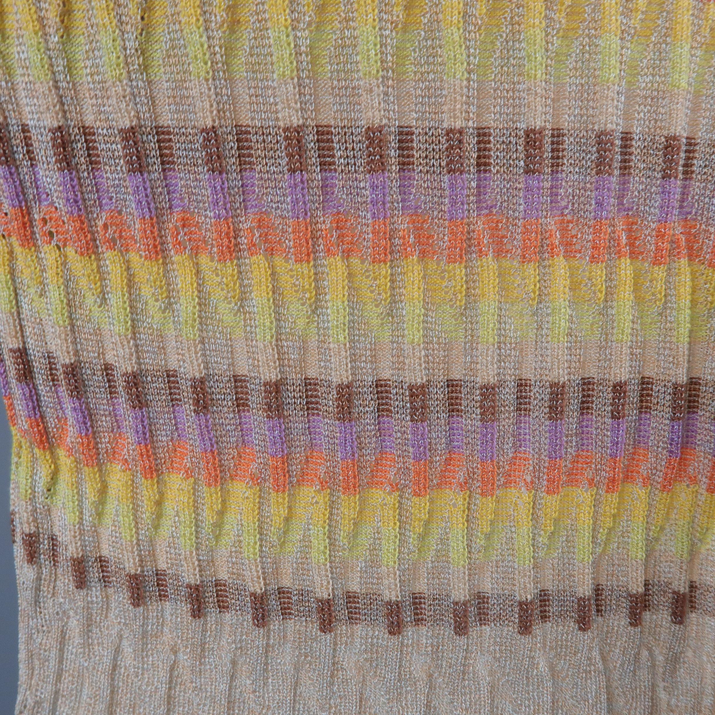 Women's M MISSONI Size 14 Beige Metallic Rainbow Textured Knit Cardigan