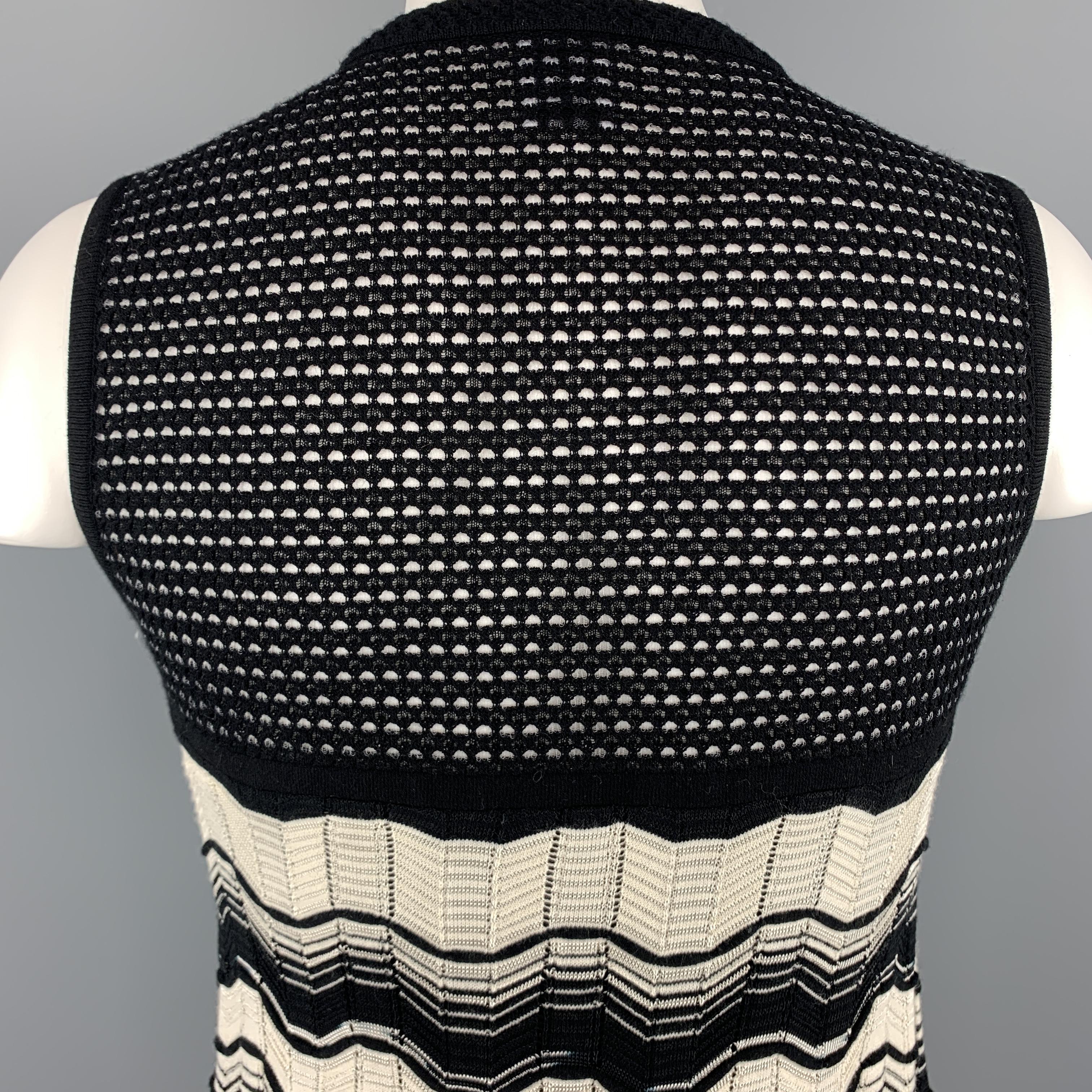 M MISSONI Size 2 Black & Beige Textured Stripe Knit Sleeveless Dress 2