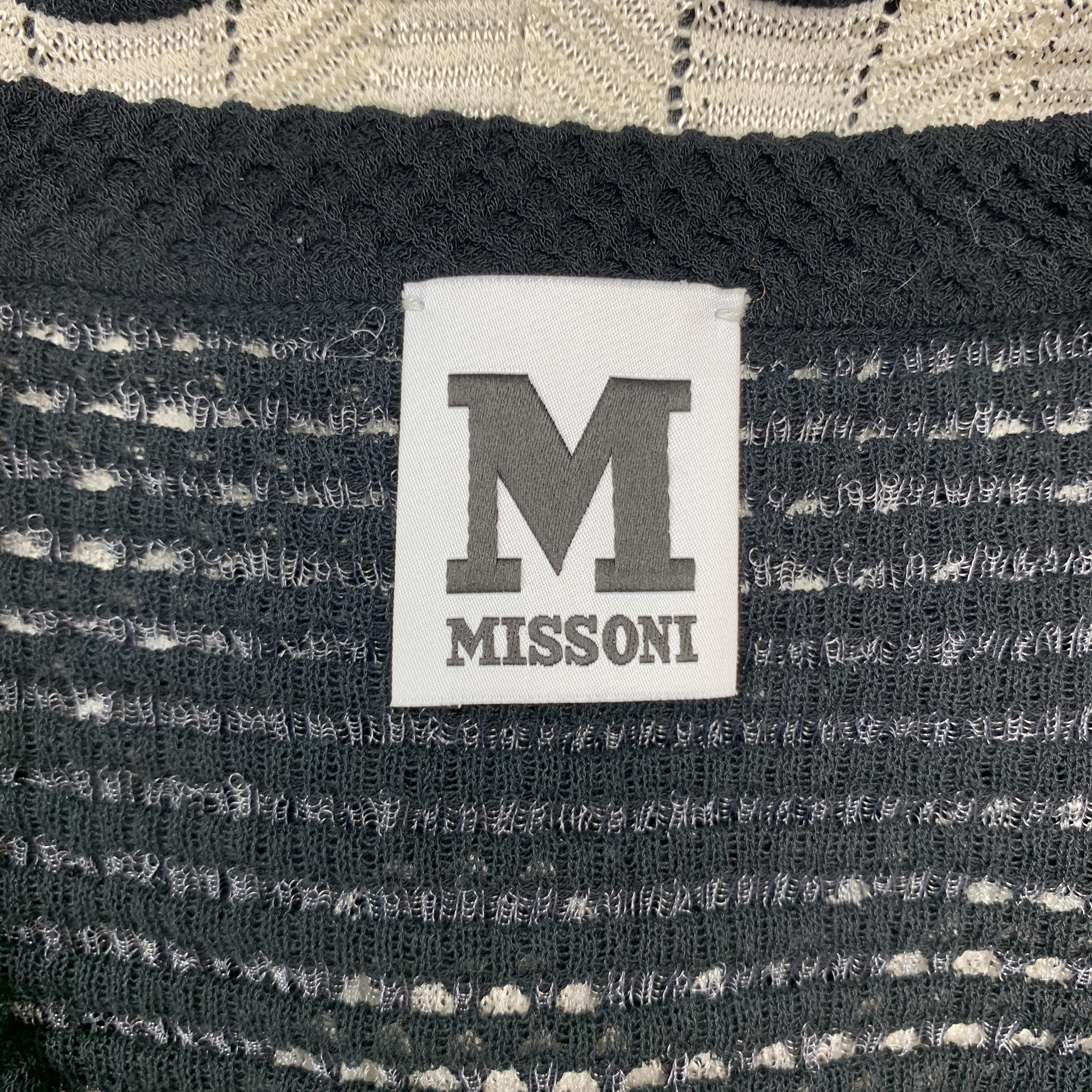 M MISSONI Size 2 Black & Beige Textured Stripe Knit Sleeveless Dress 3