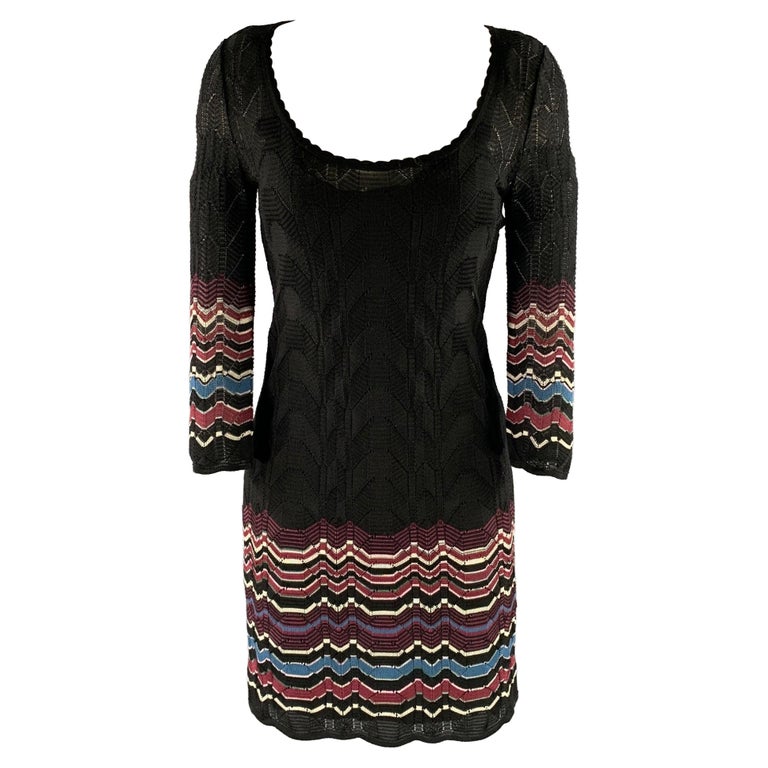 M MISSONI Size 2 Black Viscose Wool Blend Lace Scoop Neck Dress
