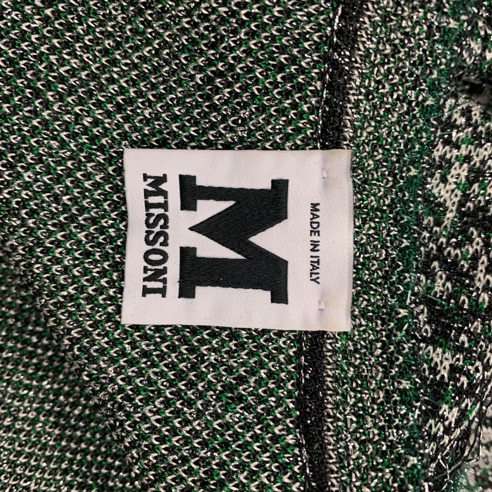 M MISSONI Size 2 Green & Silver Knitted Acetate Blend Cardigan 4