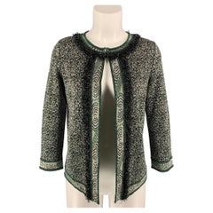 M MISSONI Chaqueta de punto de mezcla de acetato verde y plata, talla 2
