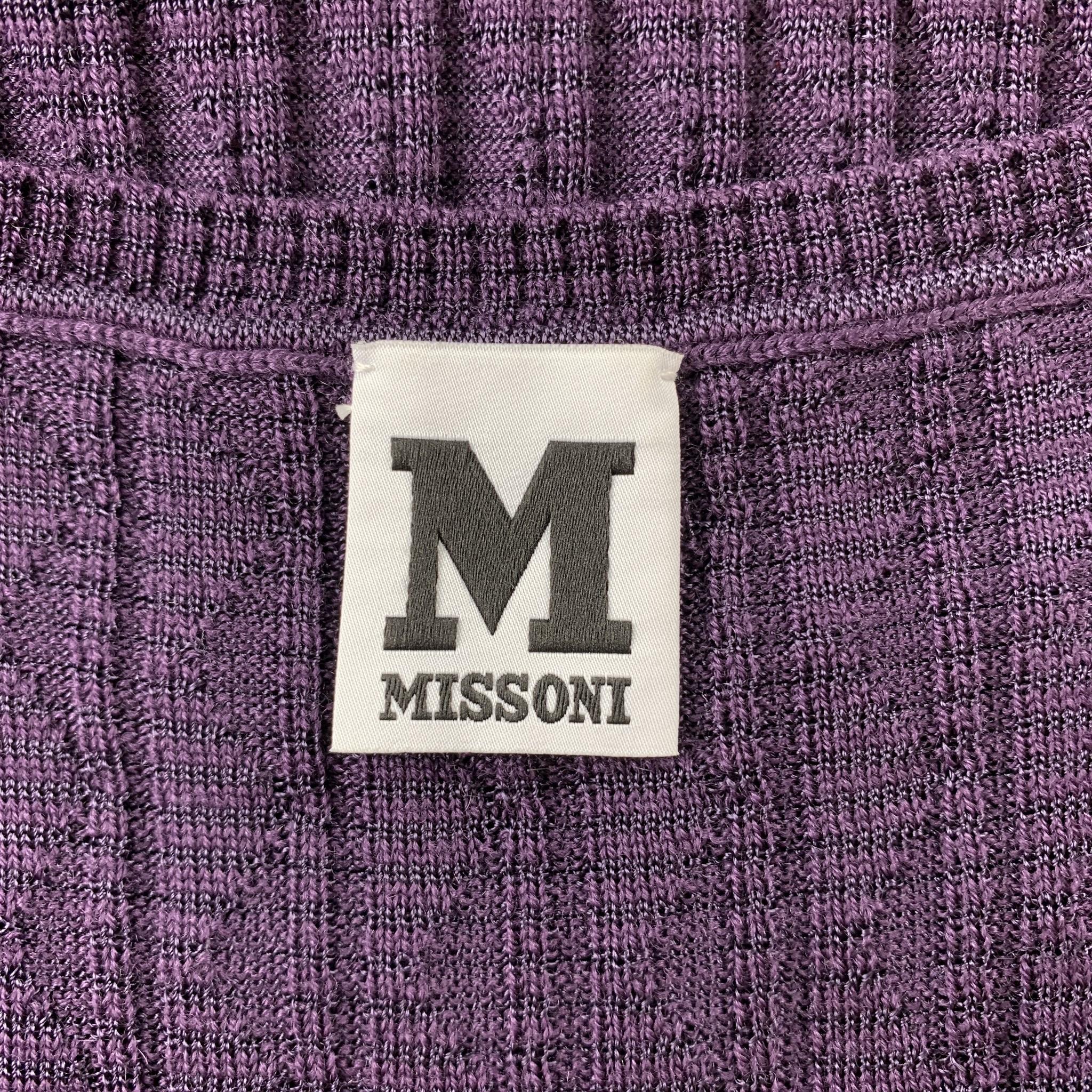 Women's M MISSONI Size 2 Purple Knitted Textured Wool / Viscose Casual Sleeveless Top