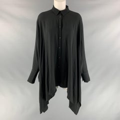 M MISSONI Size 4 Black Solid Acetate & Silk Oversized Blouse