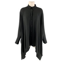 M MISSONI Size 4 Black Solid Acetate 
Silk Oversized Blouse