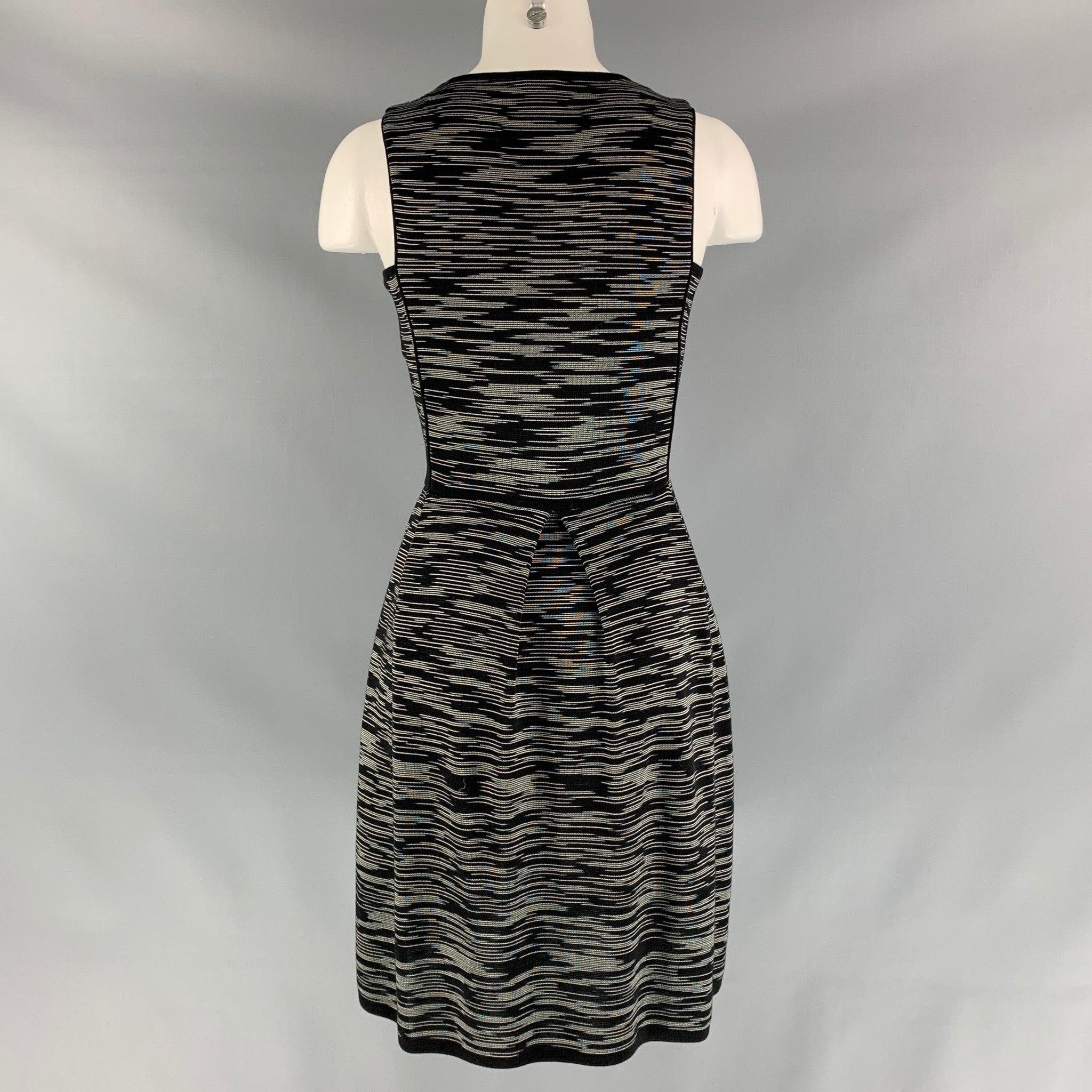 M MISSONI Size 4 Black White Knit A-Line Dress In Good Condition For Sale In San Francisco, CA