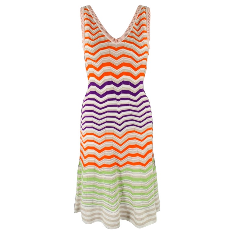M MISSONI Size Multi Color Viscose Blend Zig Zag Sleeveless