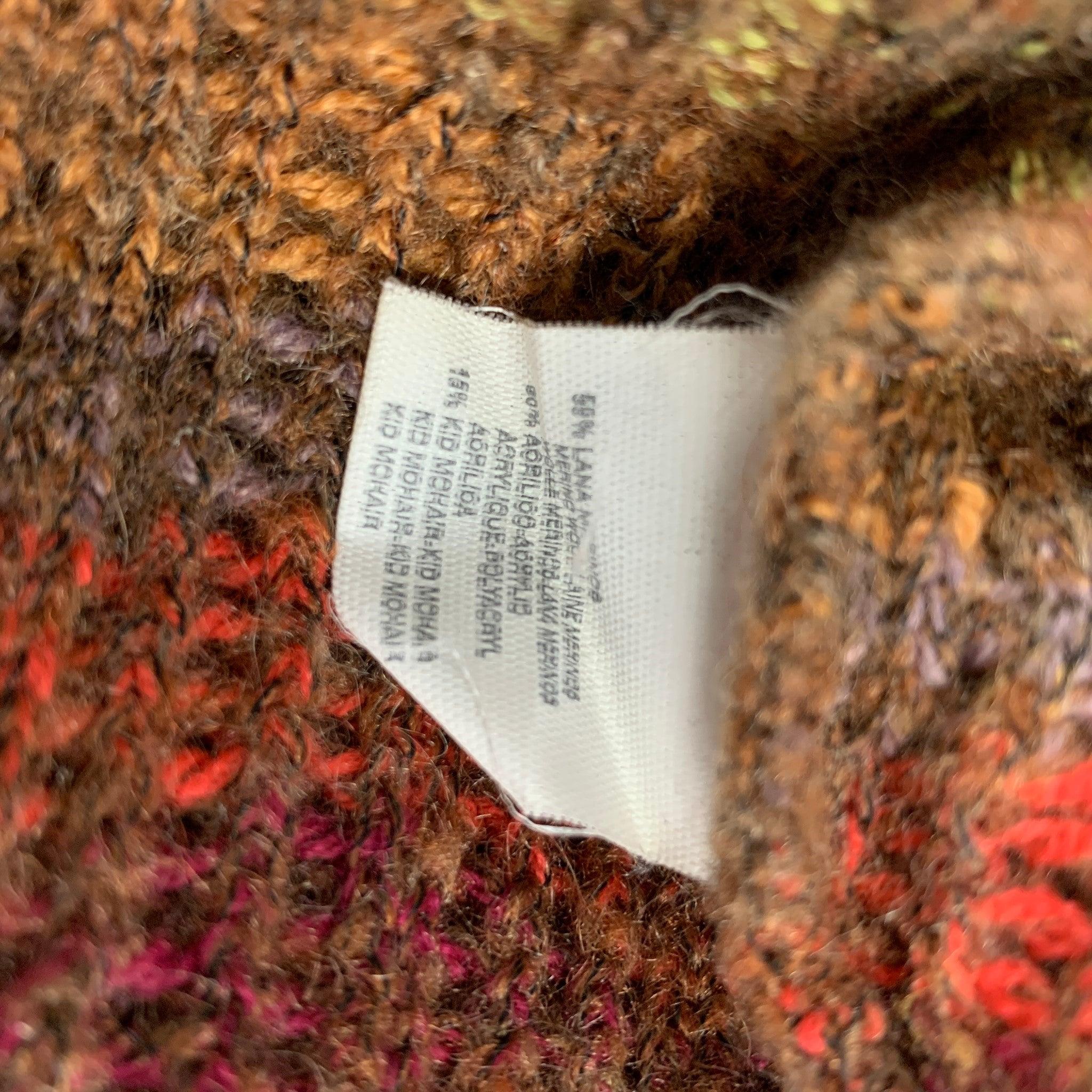 Women's M MISSONI Size 4 Multi-Color Wool Blend Textured Turtleneck Pullover