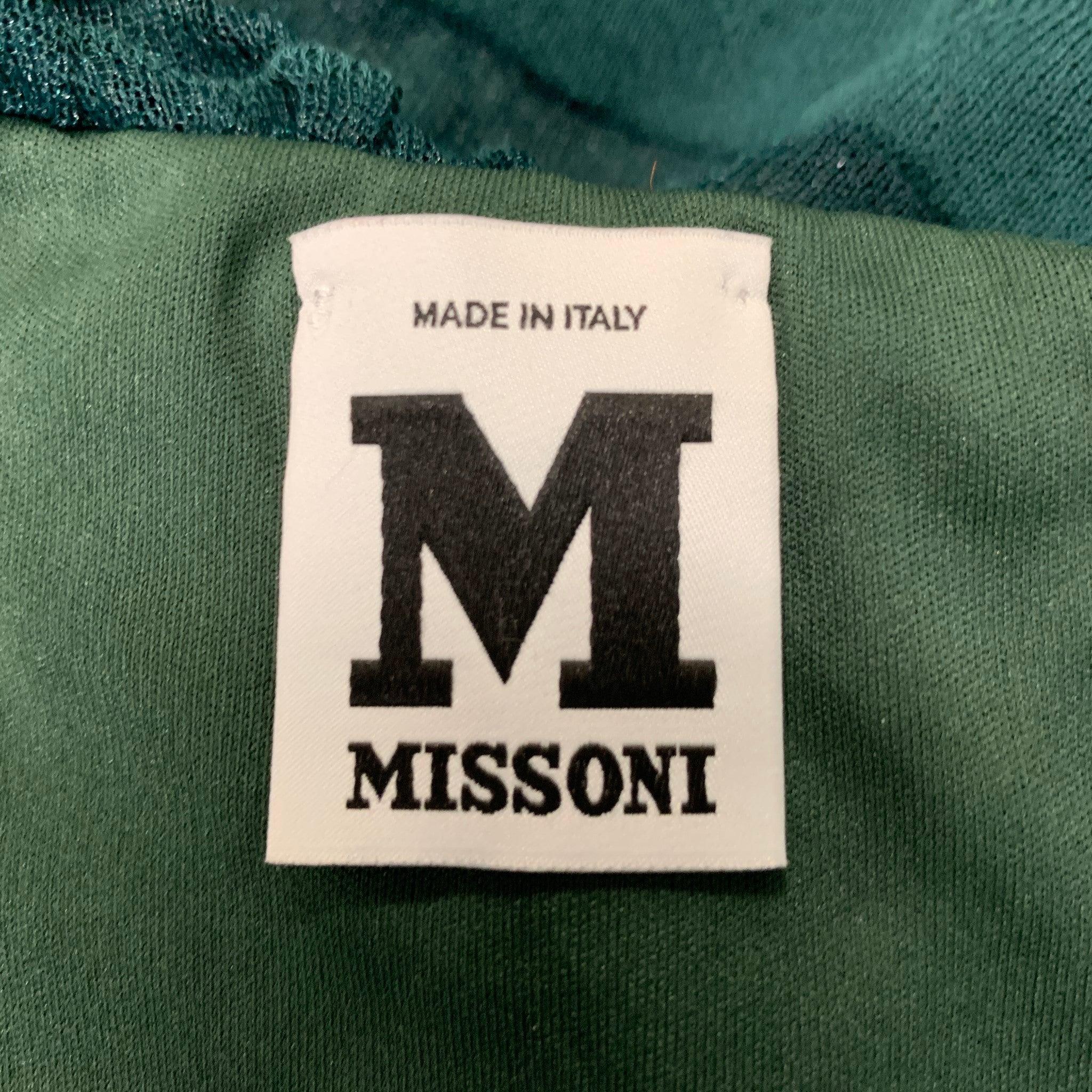 Women's M MISSONI Size 6 Green Cotton Blend Textured Ruffle Dress For Sale