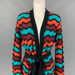 M MISSONI Size 6 Multi-Color Knitted Stripe Wool Blend Coat