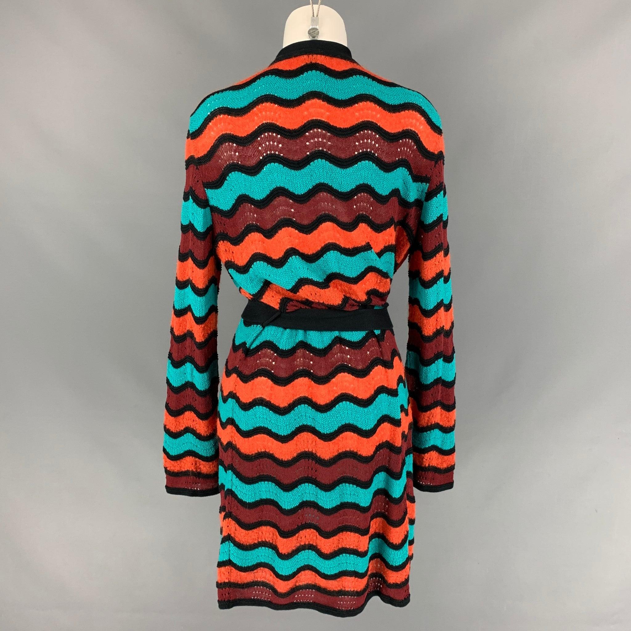 Women's M MISSONI Size 6 Multi-Color Knitted Stripe Wool Blend Coat For Sale
