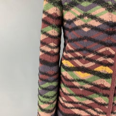 M MISSONI Size 6 Multi-Color Wool Knitted Snaps Coat