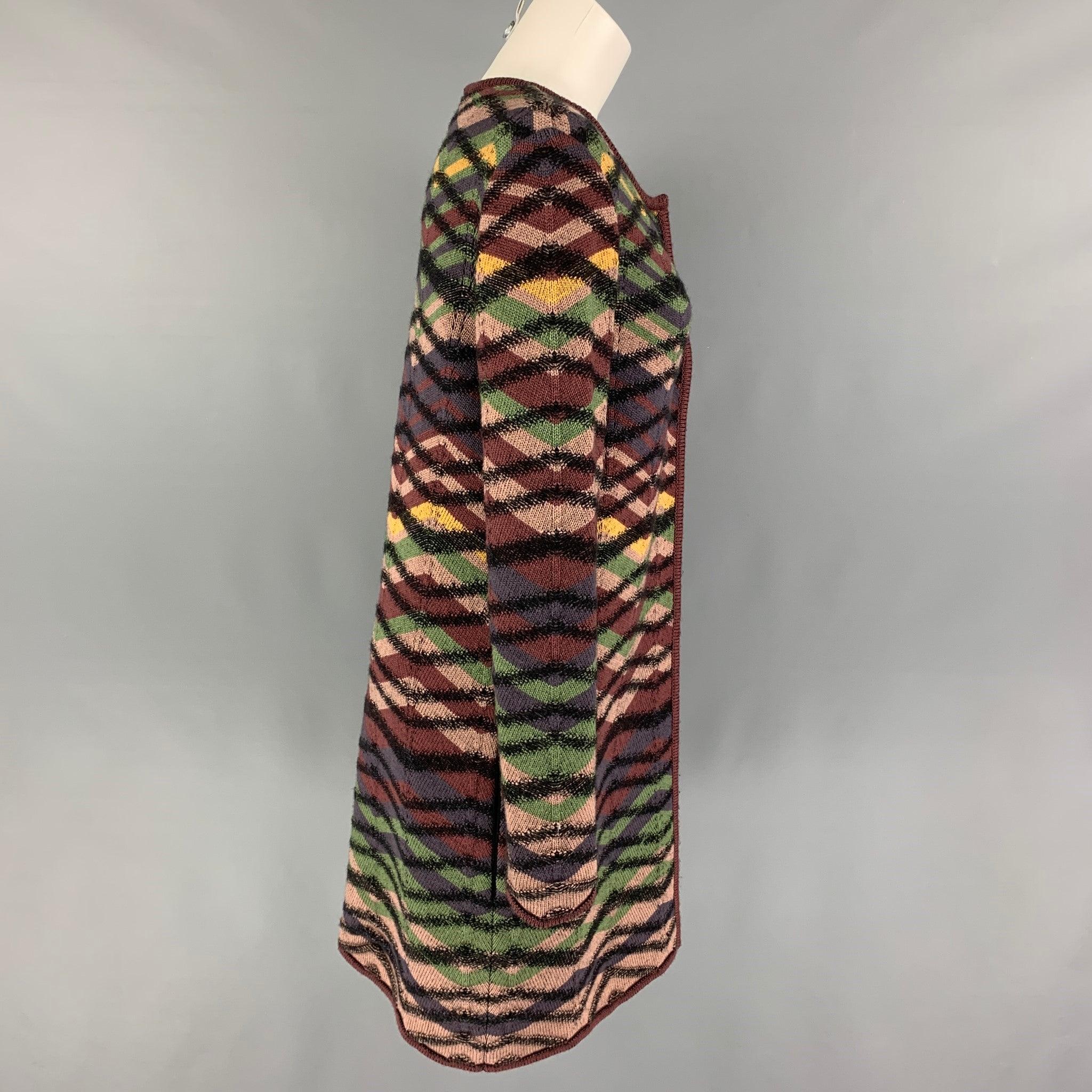 M MISSONI Size 6 Multi-Color Wool Knitted Snaps Coat In Good Condition For Sale In San Francisco, CA