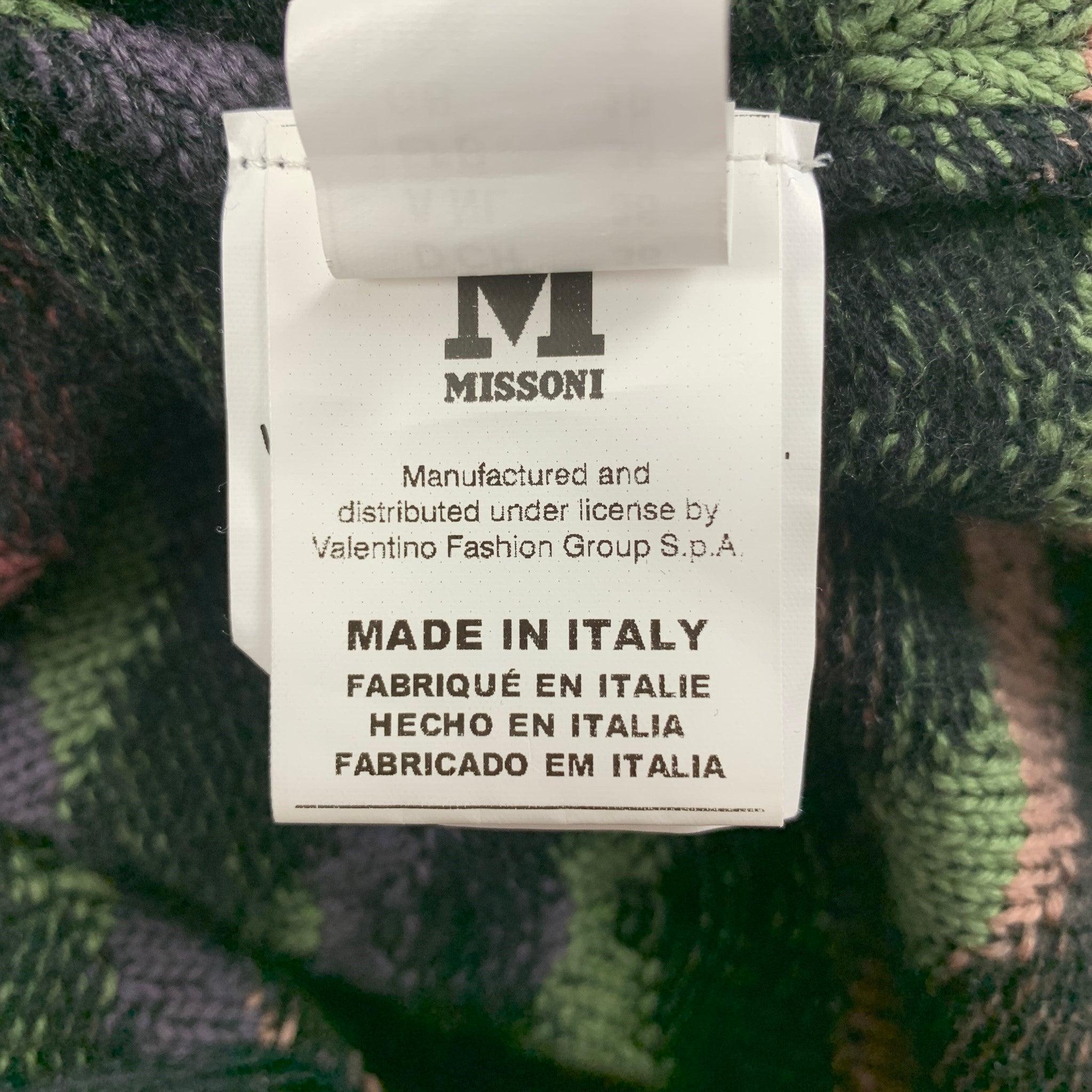 M MISSONI Size 6 Multi-Color Wool Knitted Snaps Coat For Sale 2