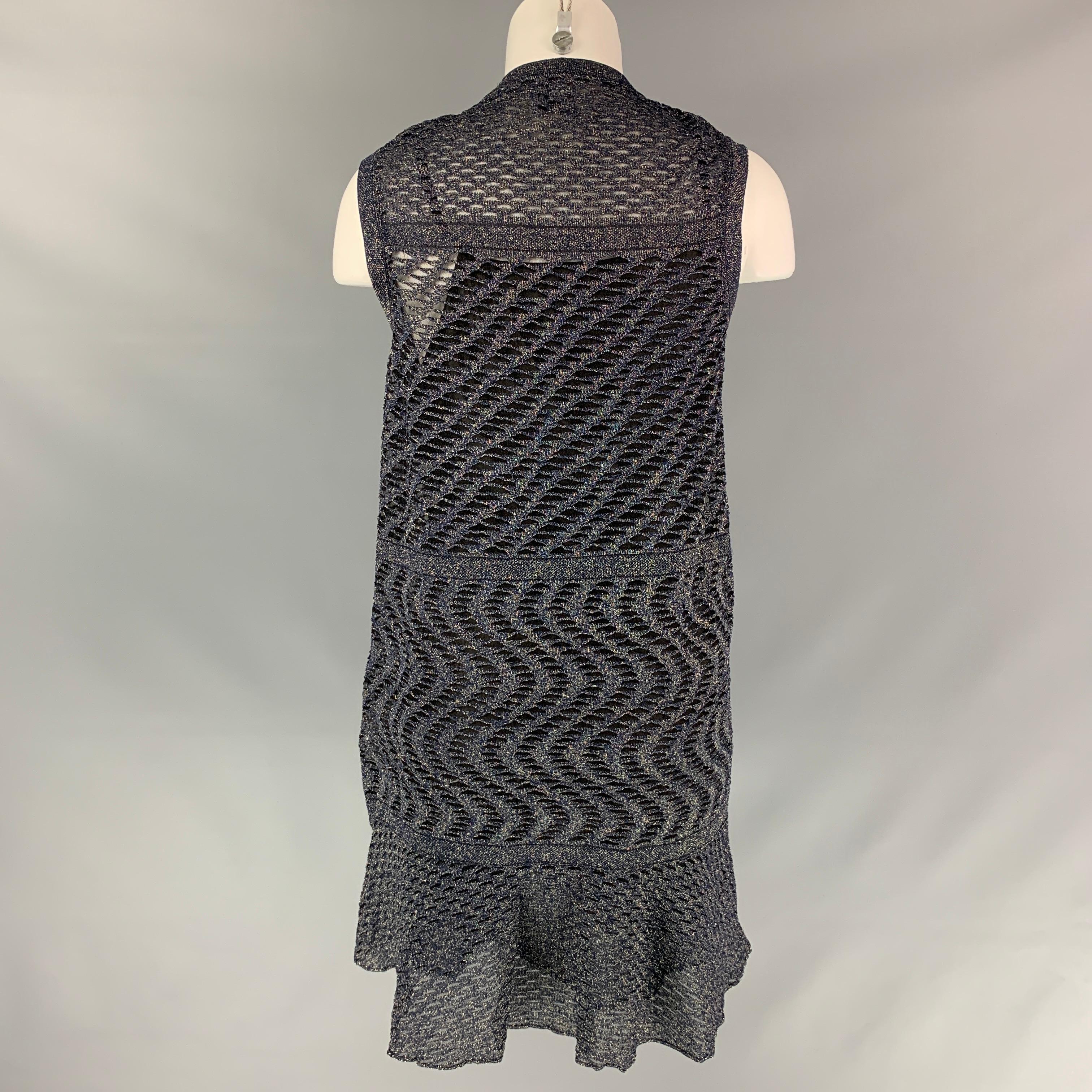 M MISSONI Size 6 Silver & Black Knitted Polyamide Bend Sleeveless Dress In Good Condition In San Francisco, CA