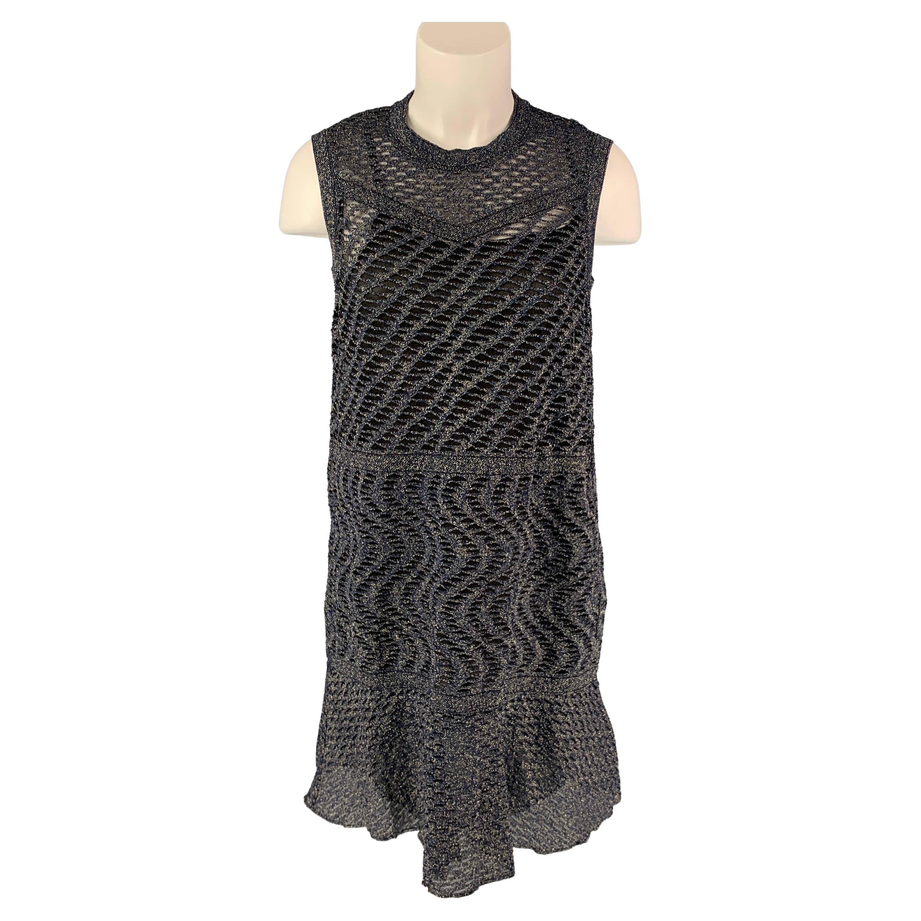M MISSONI Size 6 Silver & Black Knitted Polyamide Bend Sleeveless Dress