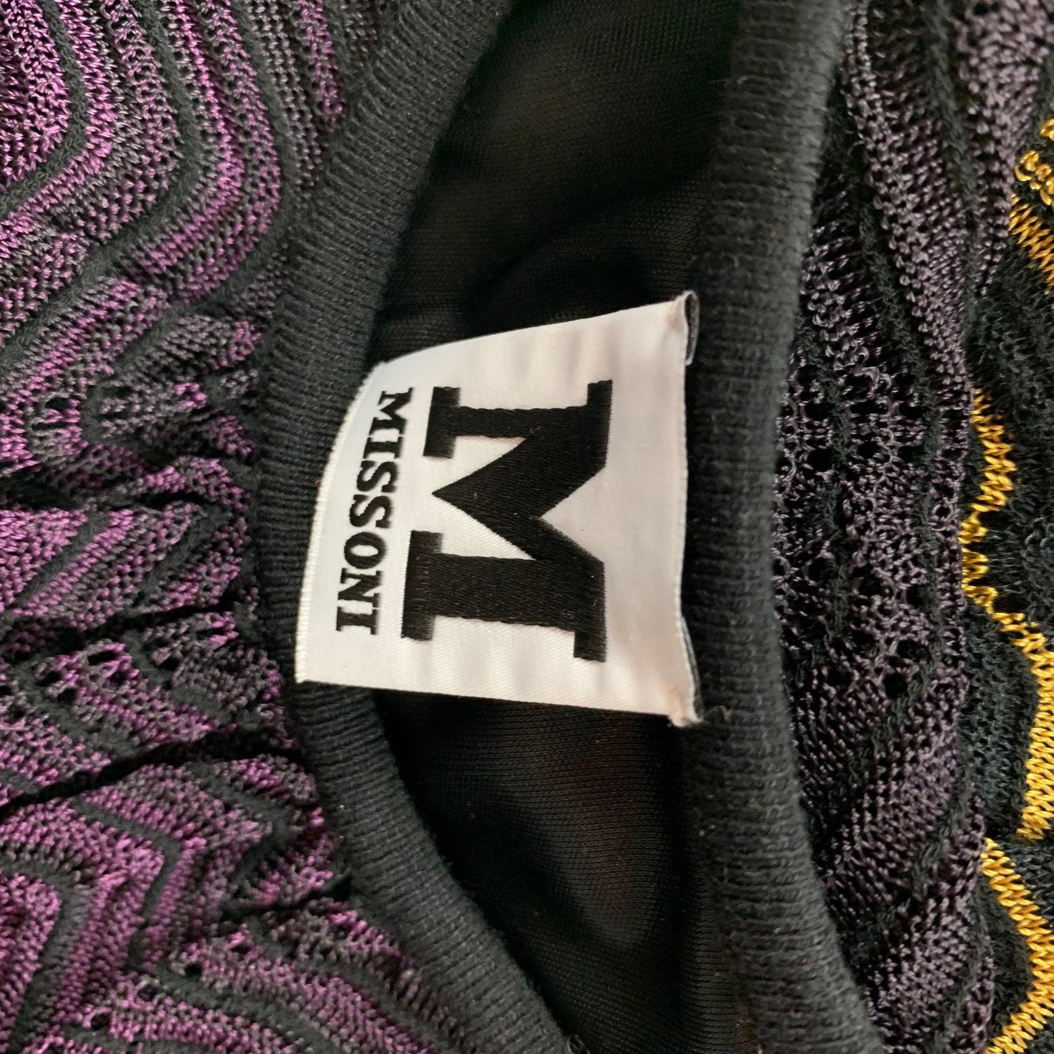 M Missoni Taglia 6 Giallo Nero Verde Viscosa Miscela Zig Zag Vestito senza maniche in vendita 3