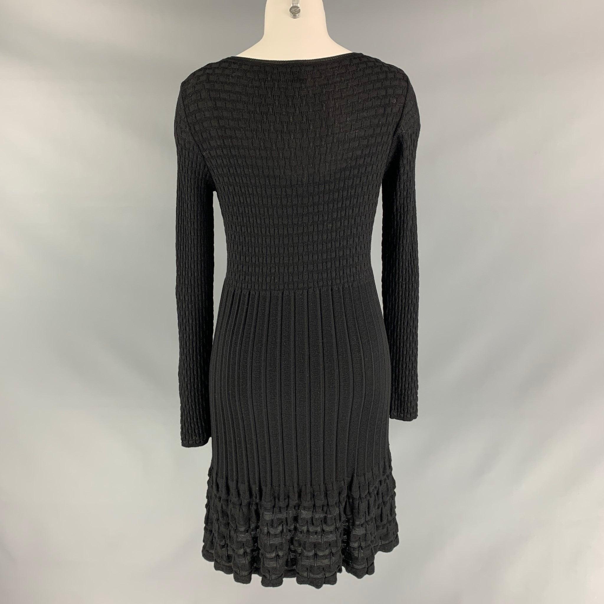 M MISSONI Size 8 Black Wool Blend Knitted A-Line Dress In Good Condition For Sale In San Francisco, CA